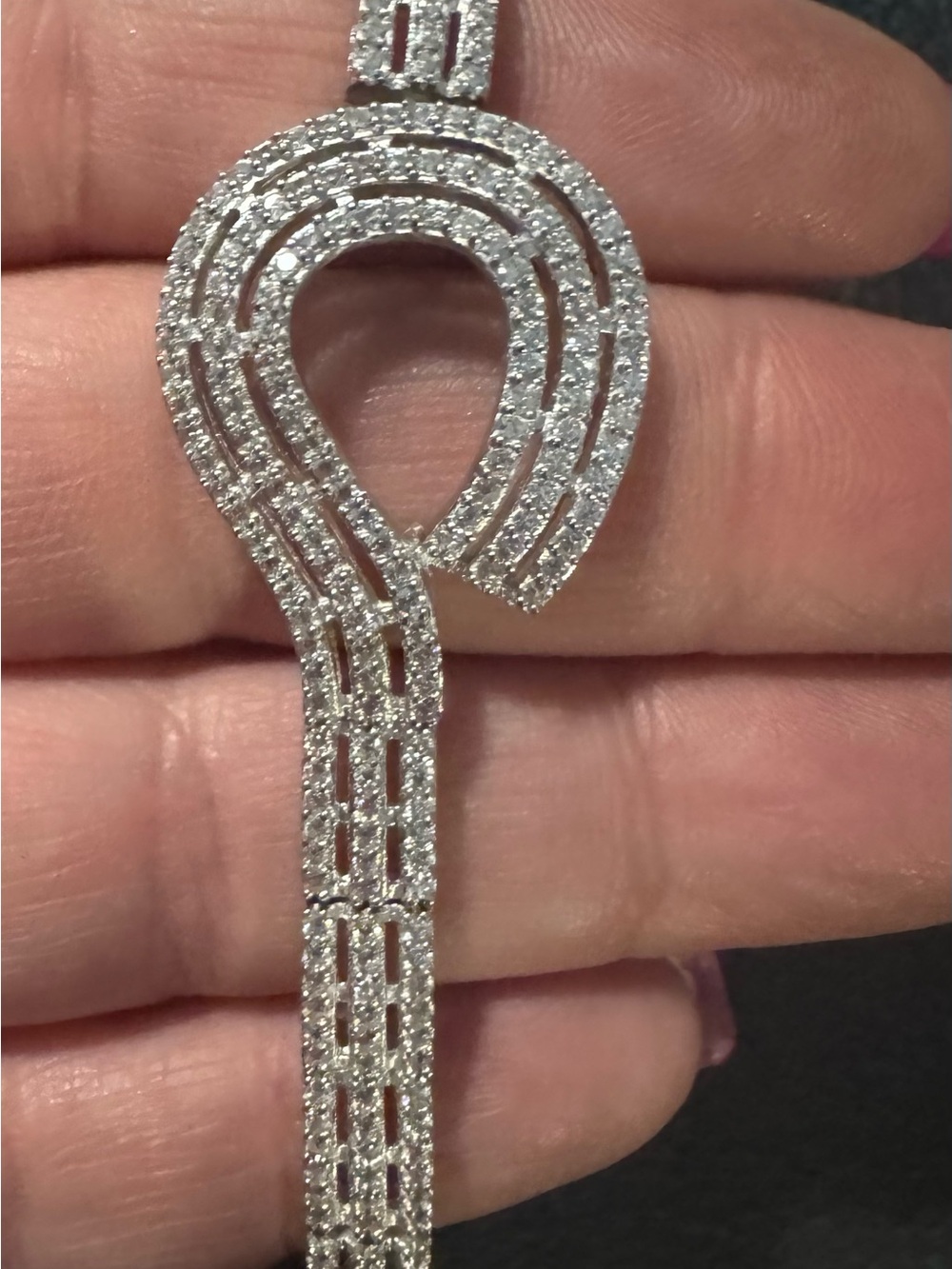 Sterling silver Pave Ribbon Drop bracelet and earrings with Sparkling diamonds